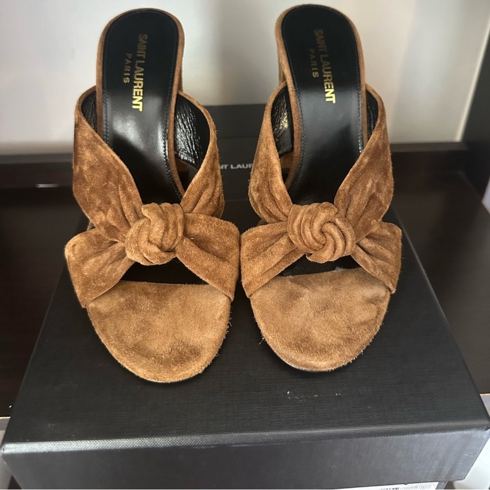 Saint Laurent Brown LouLou Knot Slide Mule